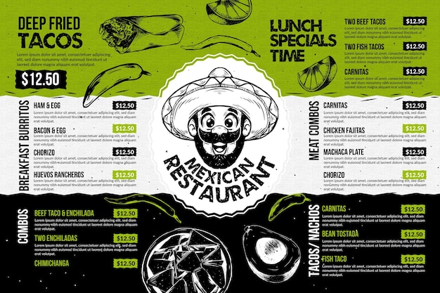 Vector mexican restaurant menu template