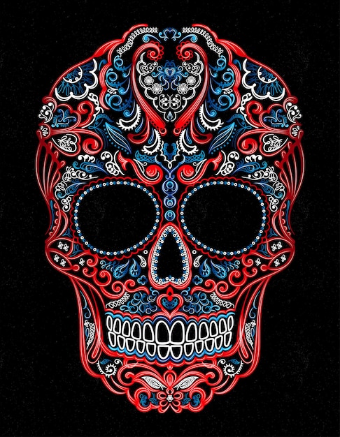 Mexican skull art aztec