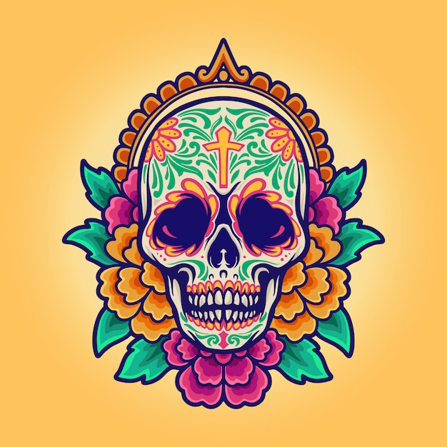 Premium Vector | Mexican skull cinco de mayo, dia de los muertos