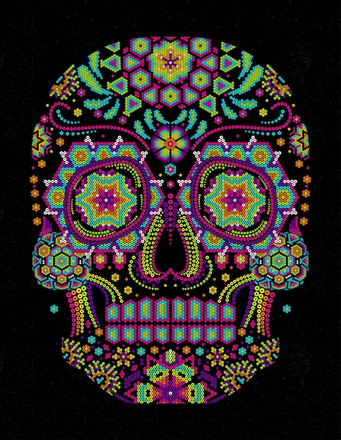 Vector mexican skull colorful