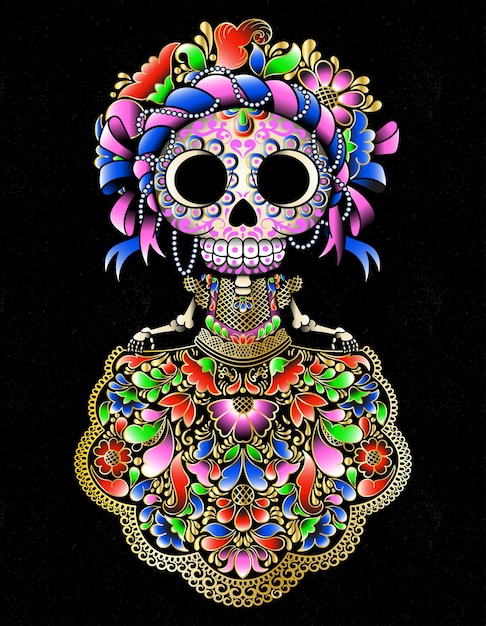 Mexican skull doll traditional