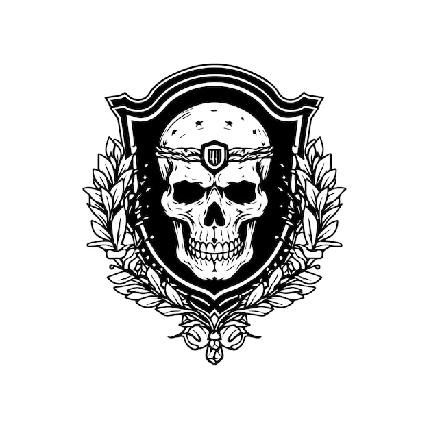 Mexican skull emblem logo illustration