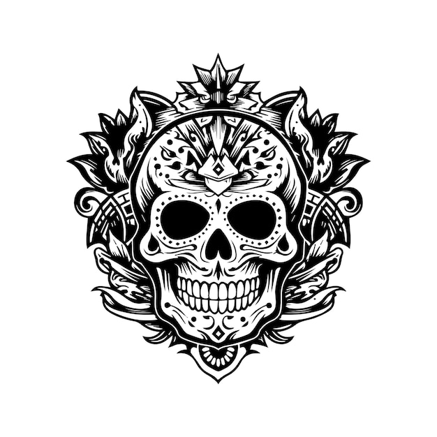 Mexican skull emblem logo perfect for designs that celebrate Mexican culture and tradition