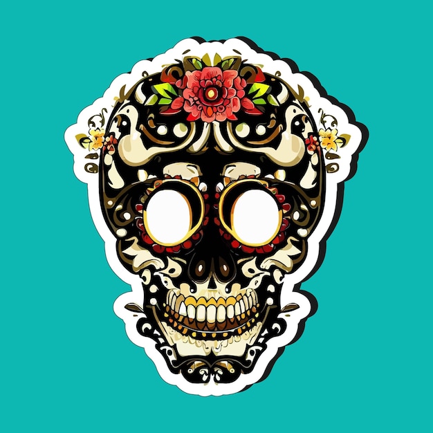 Mexican skull stickers are designed to celebrate the Day of the Dead