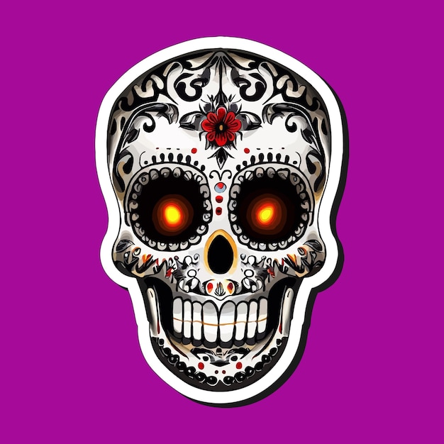 Mexican skull stickers are designed to celebrate the Day of the Dead