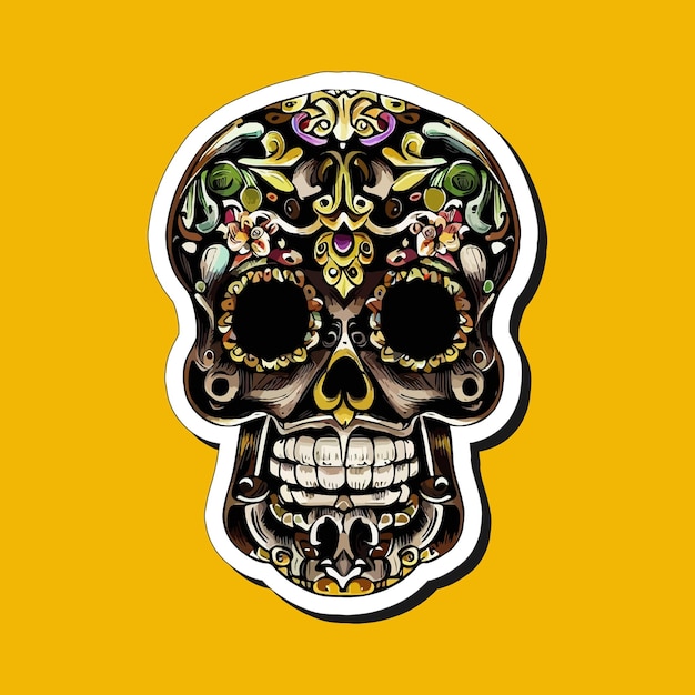 Mexican skull stickers are designed to celebrate the Day of the Dead