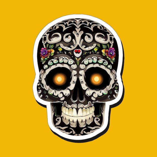 Mexican skull stickers are designed to celebrate the day of the dead