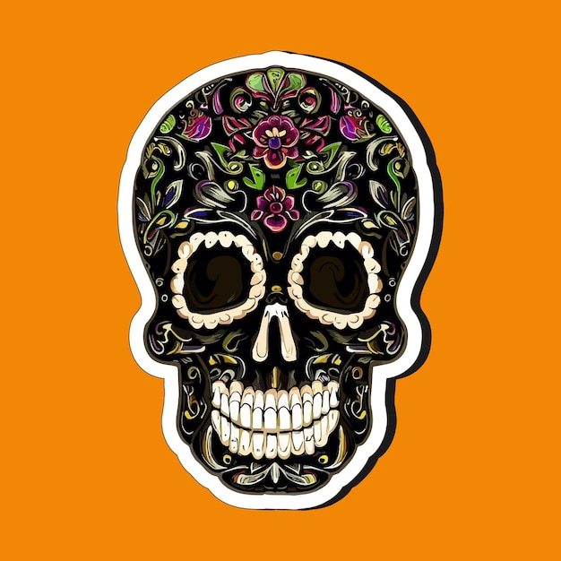 멕시코 해골 스티커는 죽음의 날을 기념하기 위해 디자인되었습니다.