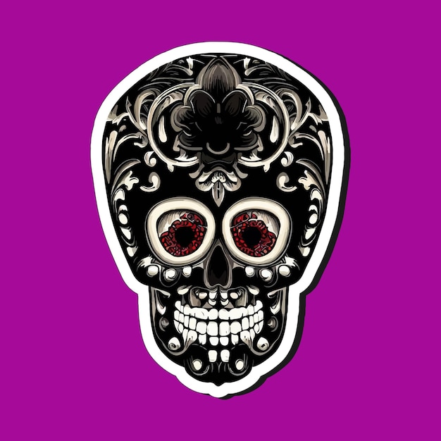 Mexican skull stickers are designed to celebrate the day of the dead