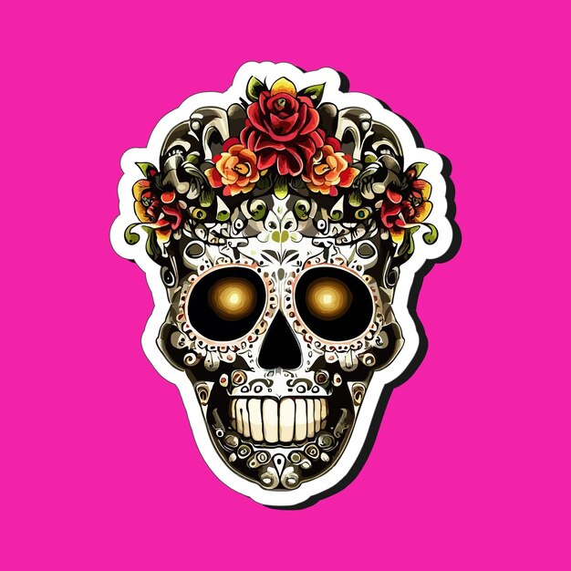 Mexican skull stickers are designed to celebrate the Day of the Dead