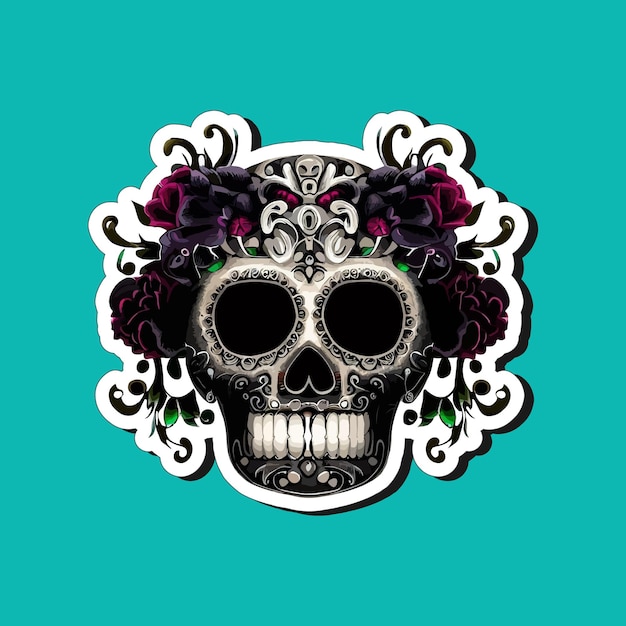 Mexican skull stickers are designed to celebrate the day of the dead