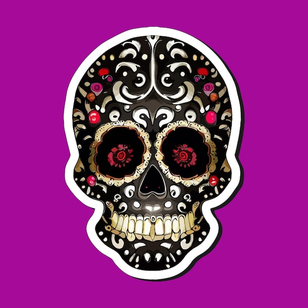 Mexican skull stickers are designed to celebrate the day of the dead