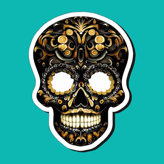 Mexican skull stickers are designed to celebrate the Day of the Dead