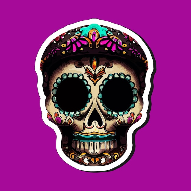 Mexican skull stickers are designed to celebrate the Day of the Dead