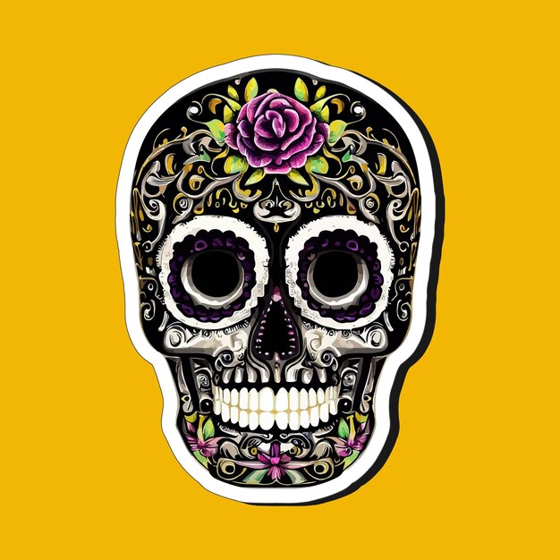 Mexican skull stickers are designed to celebrate the day of the dead