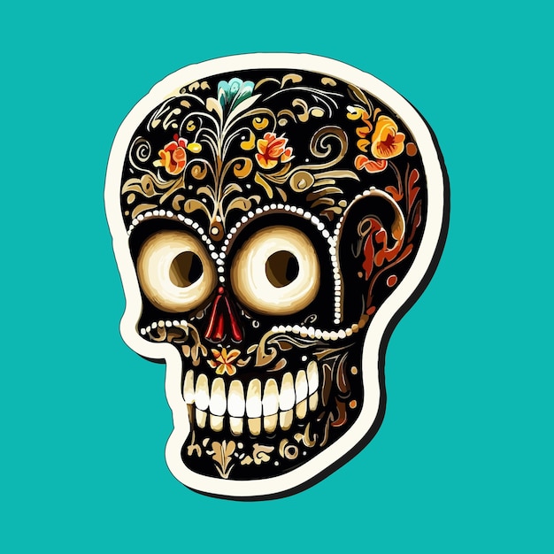 Mexican skull stickers are designed to celebrate the Day of the Dead