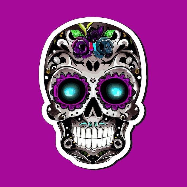 Mexican skull stickers are designed to celebrate the Day of the Dead