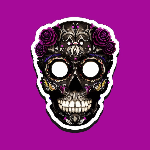 Mexican skull stickers are designed to celebrate the Day of the Dead