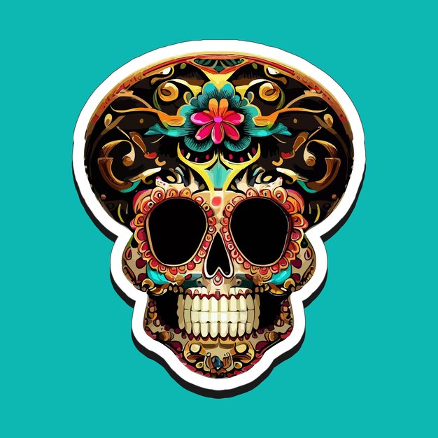 Mexican skull stickers are designed to celebrate the Day of the Dead