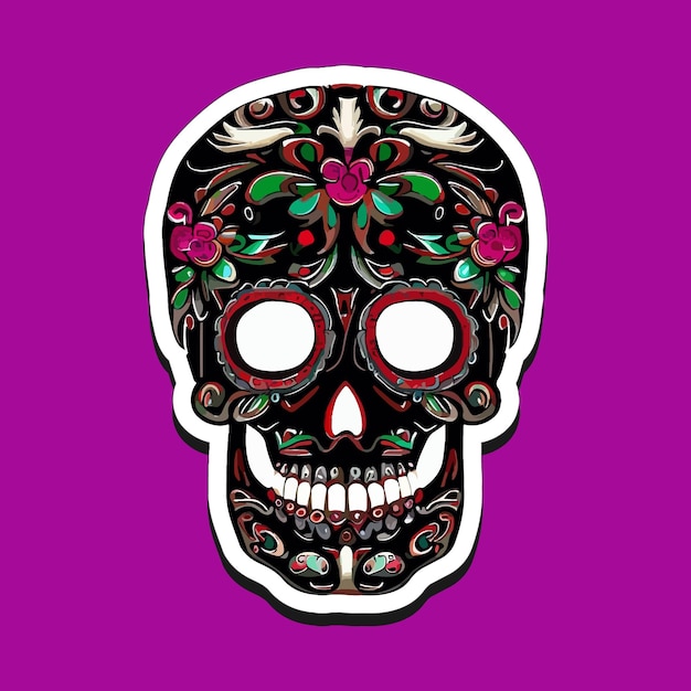 Mexican skull stickers are designed to celebrate the Day of the Dead