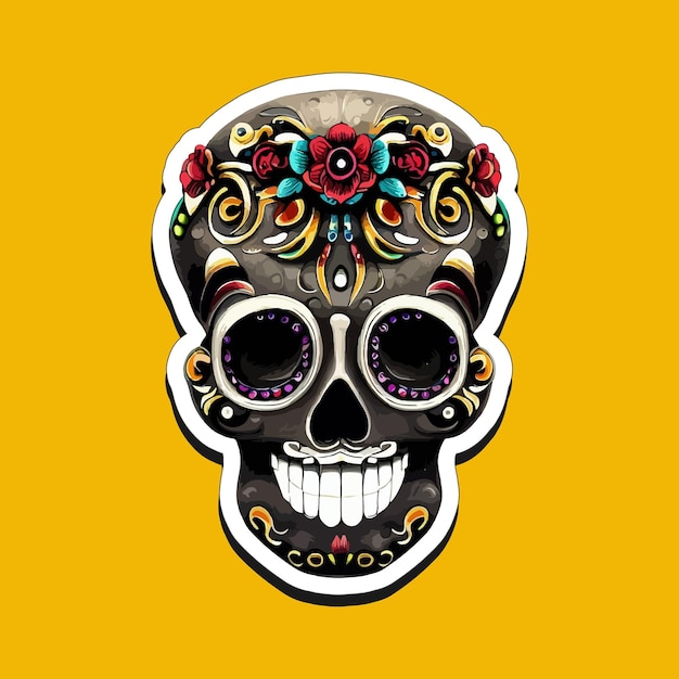 Mexican skull stickers are designed to celebrate the Day of the Dead