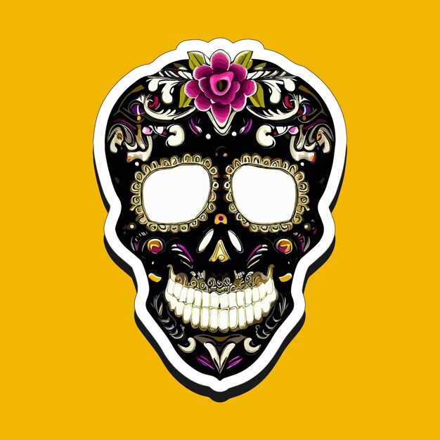 Mexican skull stickers are designed to celebrate the Day of the Dead