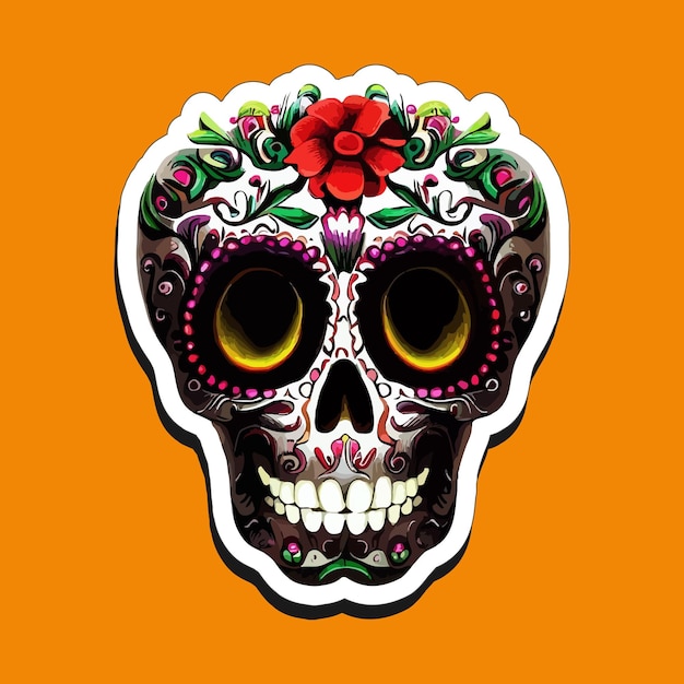 Mexican skull stickers are designed to celebrate the Day of the Dead