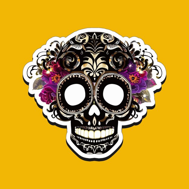 Mexican skull stickers are designed to celebrate the Day of the Dead