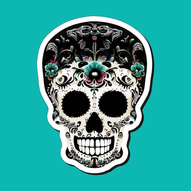 Mexican skull stickers are designed to celebrate the Day of the Dead