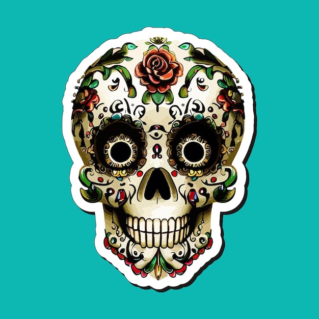 Mexican skull stickers are designed to celebrate the Day of the Dead