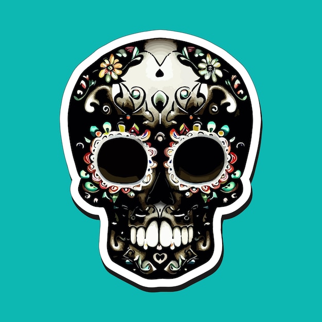 Mexican skull stickers are designed to celebrate the Day of the Dead