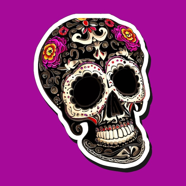 Mexican skull stickers are designed to celebrate the Day of the Dead