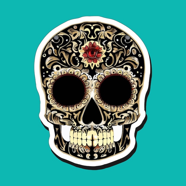 멕시코 해골 스티커는 죽음의 날을 기념하기 위해 디자인되었습니다.