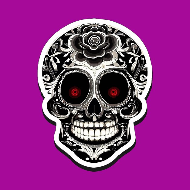 Mexican skull stickers are designed to celebrate the Day of the Dead