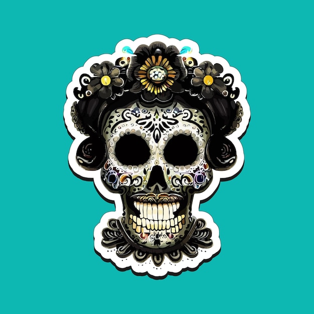 Mexican skull stickers are designed to celebrate the Day of the Dead