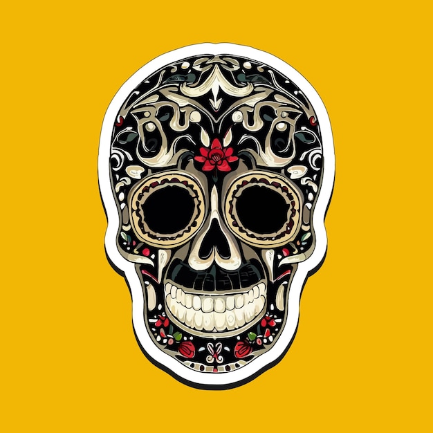 Mexican skull stickers are designed to celebrate the day of the dead