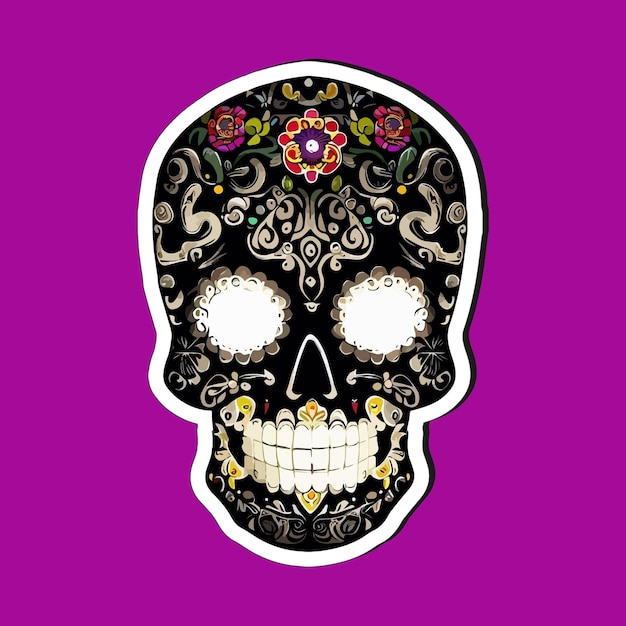 Mexican skull stickers are designed to celebrate the Day of the Dead