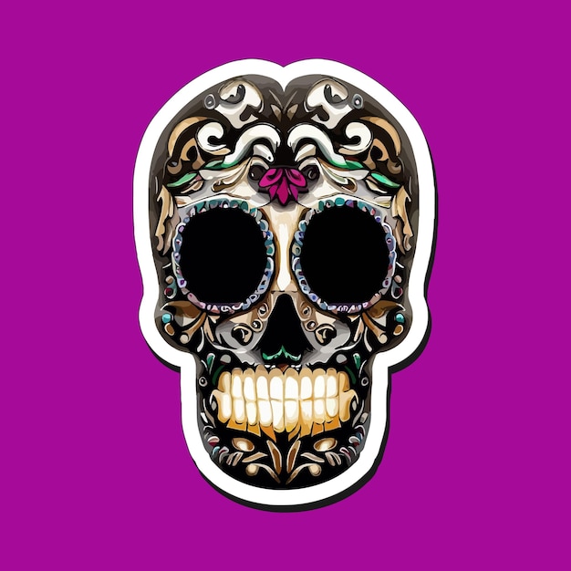 Mexican skull stickers are designed to celebrate the day of the dead