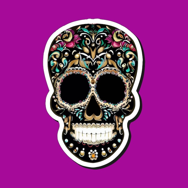 Mexican skull stickers are designed to celebrate the Day of the Dead