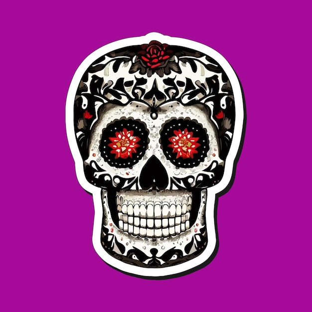 Mexican skull stickers are designed to celebrate the Day of the Dead