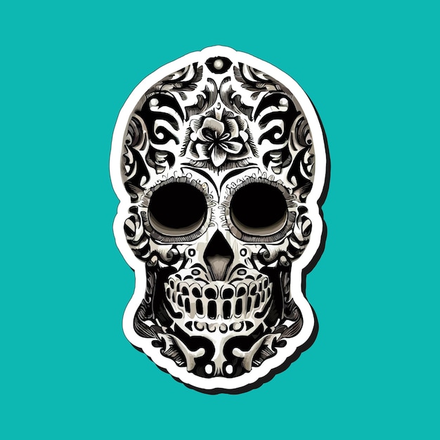 Mexican skull stickers are designed to celebrate the Day of the Dead