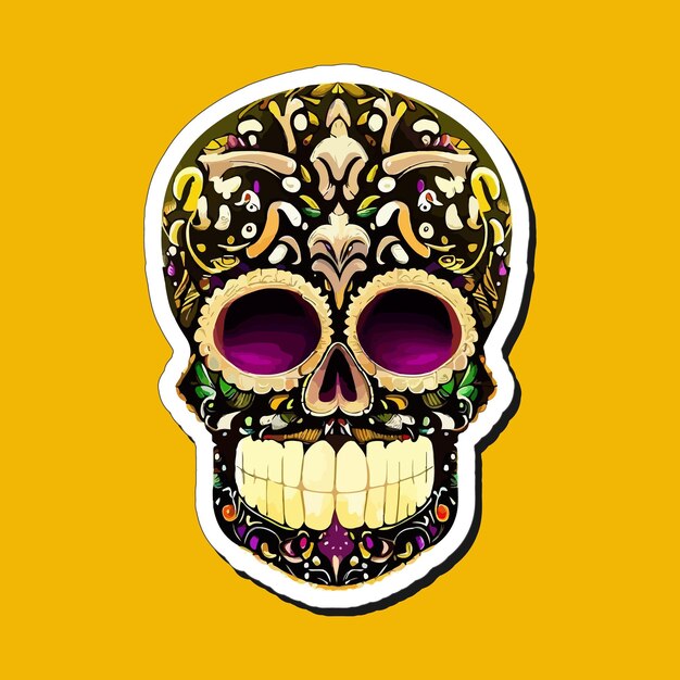 Mexican skull stickers are designed to celebrate the Day of the Dead