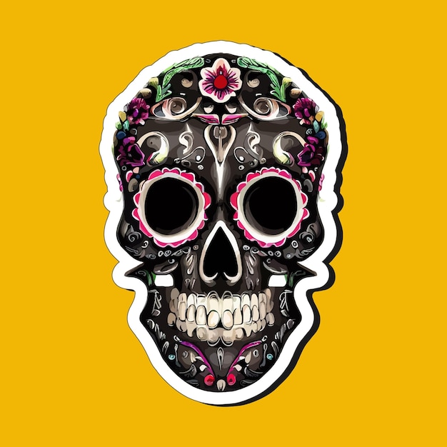 Mexican skull stickers are designed to celebrate the Day of the Dead