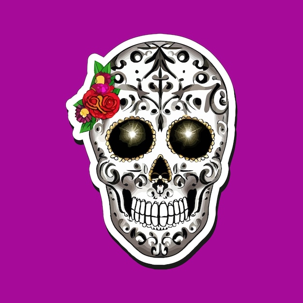 Mexican skull stickers are designed to celebrate the Day of the Dead