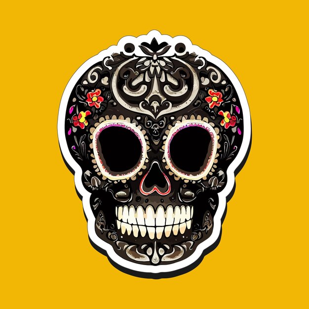 Mexican skull stickers are designed to celebrate the Day of the Dead