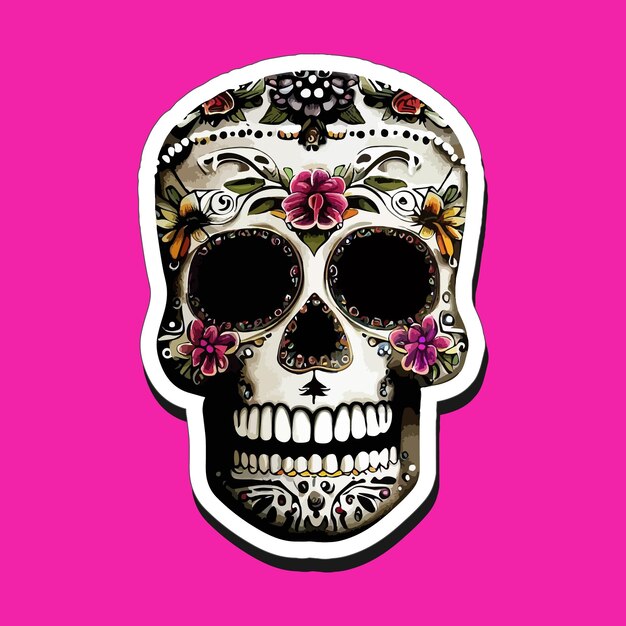 メキシコの頭蓋骨のステッカーは死者の日を祝うようにデザインされています