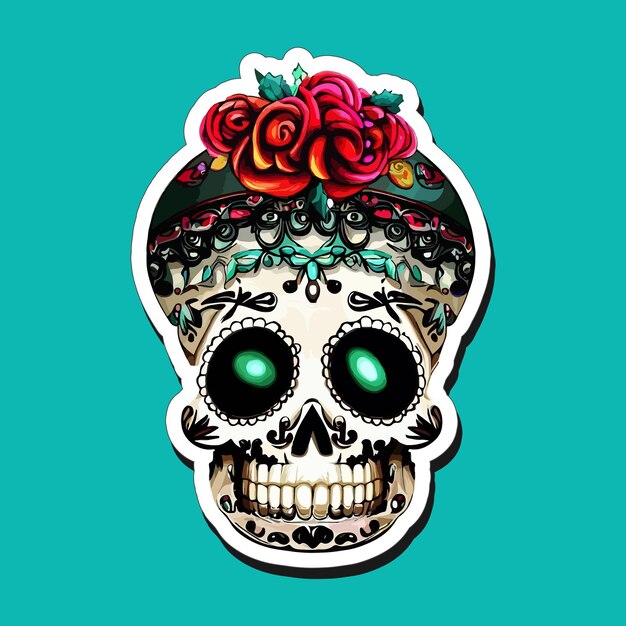 Mexican skull stickers are designed to celebrate the Day of the Dead