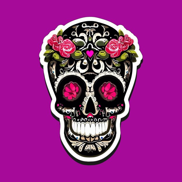 Mexican skull stickers are designed to celebrate the Day of the Dead