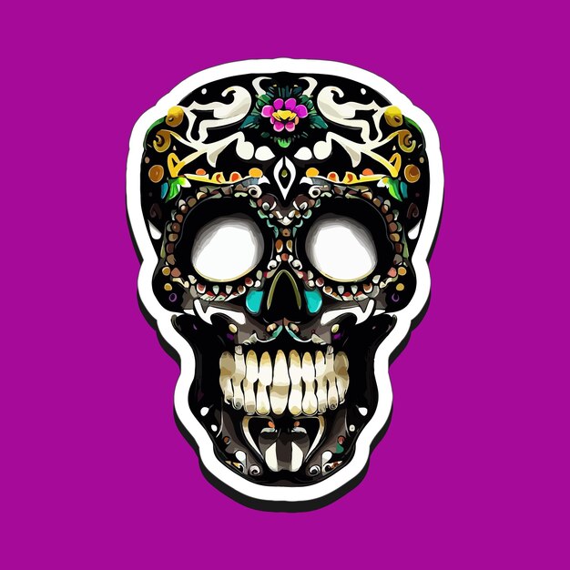 Mexican skull stickers are designed to celebrate the Day of the Dead