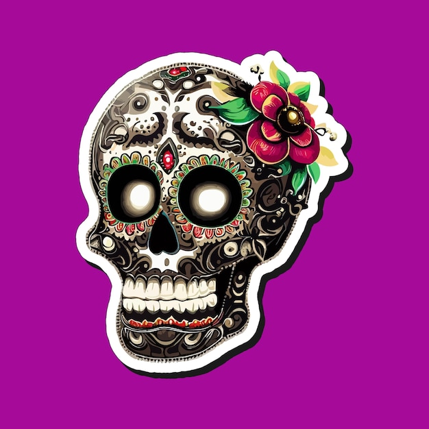 Mexican skull stickers are designed to celebrate the Day of the Dead